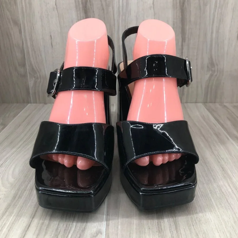 Marc Fisher Platform Sandals Womens 11M Graduate Black Buckle Strap Shoes